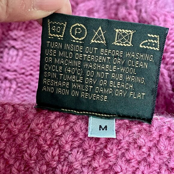 Carraig Donn Merino Wool Cardigan Pink Cable Knit • Preppy Classic Ireland • M - Picture 13 of 14